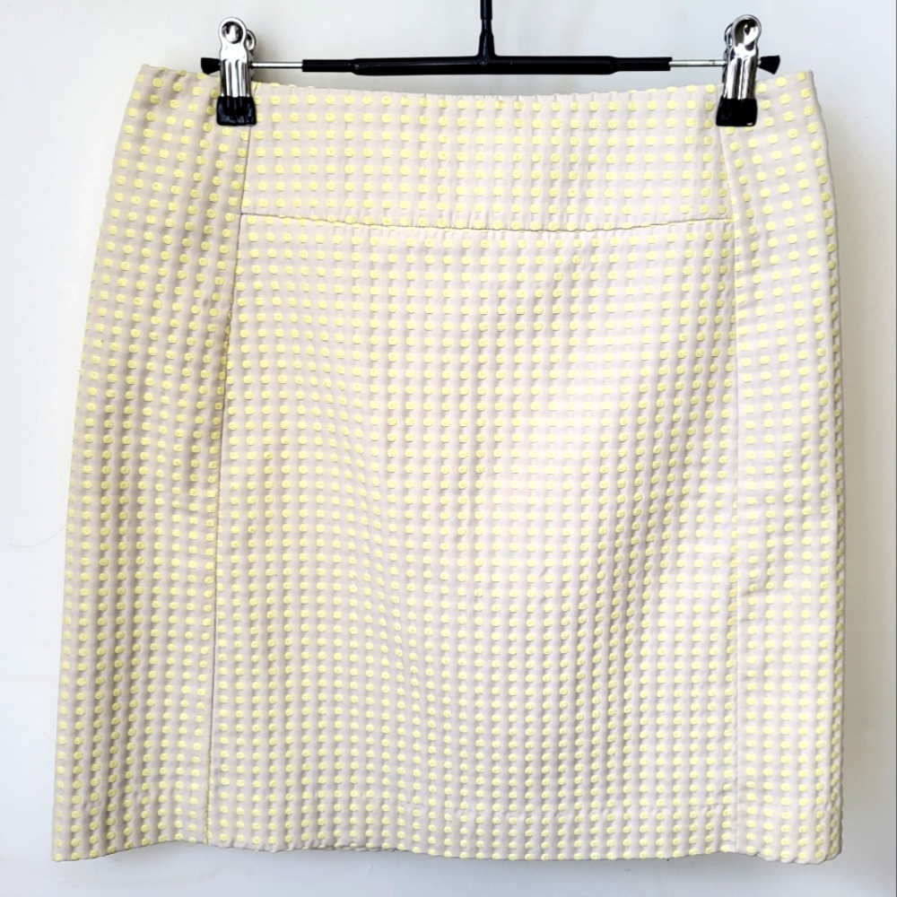 LOFT mini pencil skirt with neon yellow dots